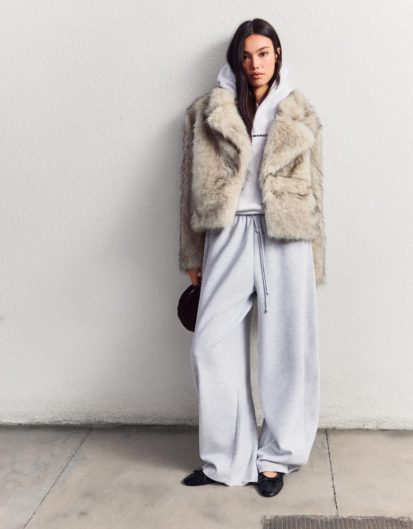 Faux fur jacket-Cream-0
