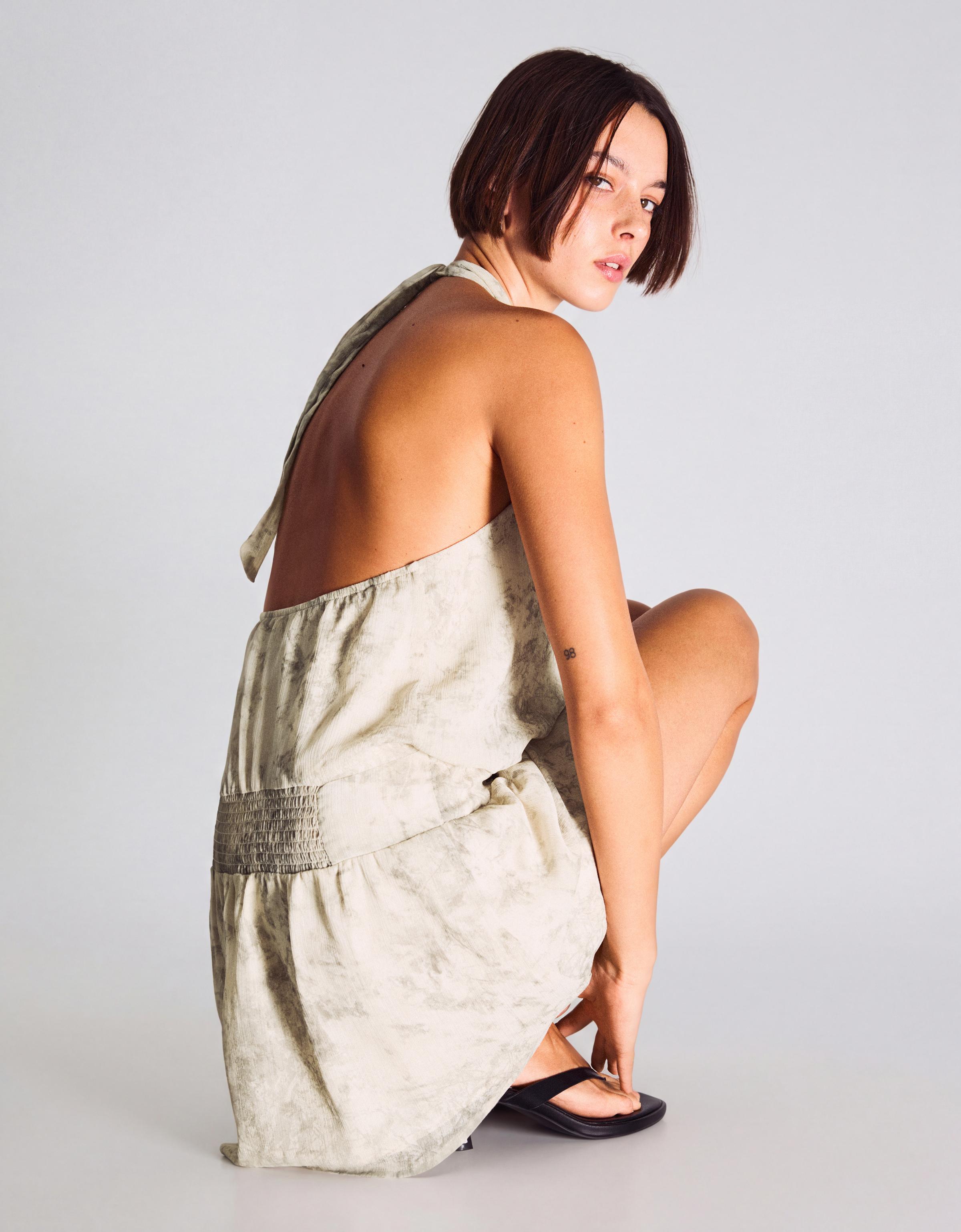 Kruvaze halter mini elbise - Görsel 26