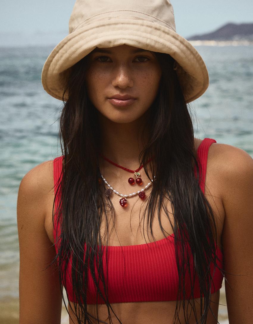 Bordás bikini felső-Piros-1