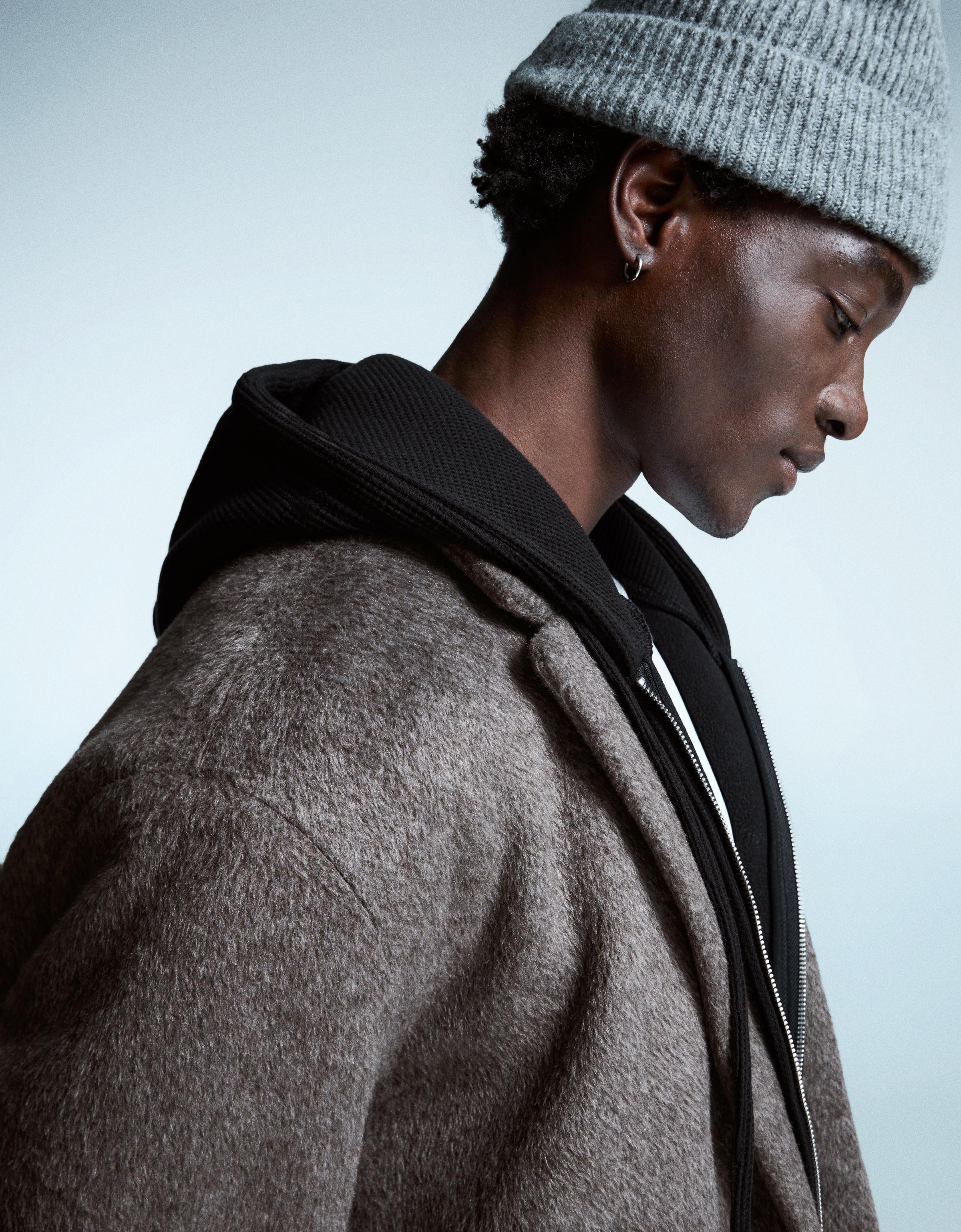 Bershka Mantel Mit Gebürsteter Optik Herren M Grau