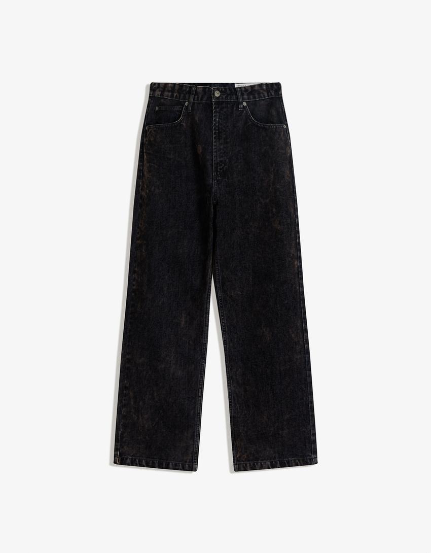 Jeans baggy desfiado-Marrom