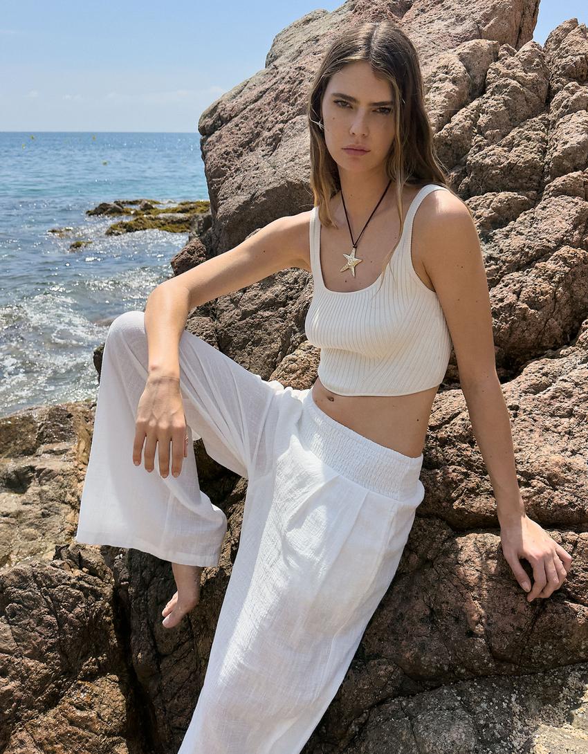Top cu bretele-Alb-2