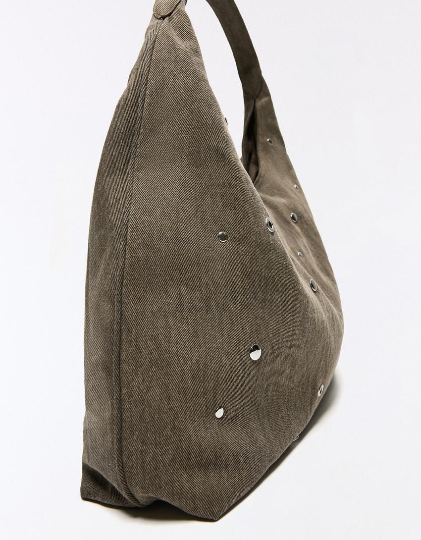 Bolso de hombro tachas-Kaki