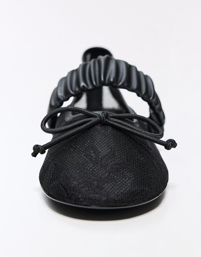 Ballerine in pizzo-Nero