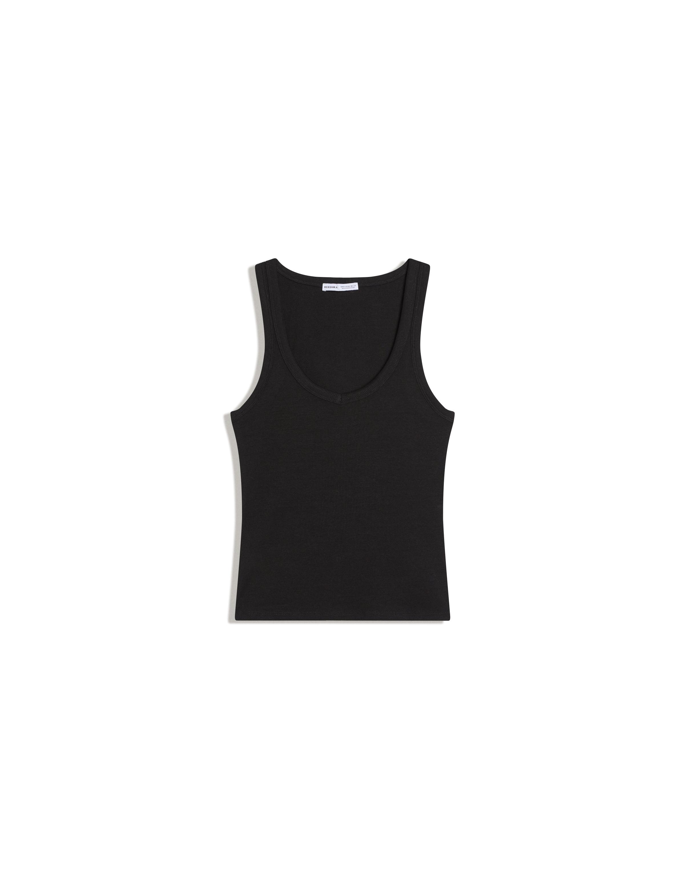 V-neck strappy vest top — Black