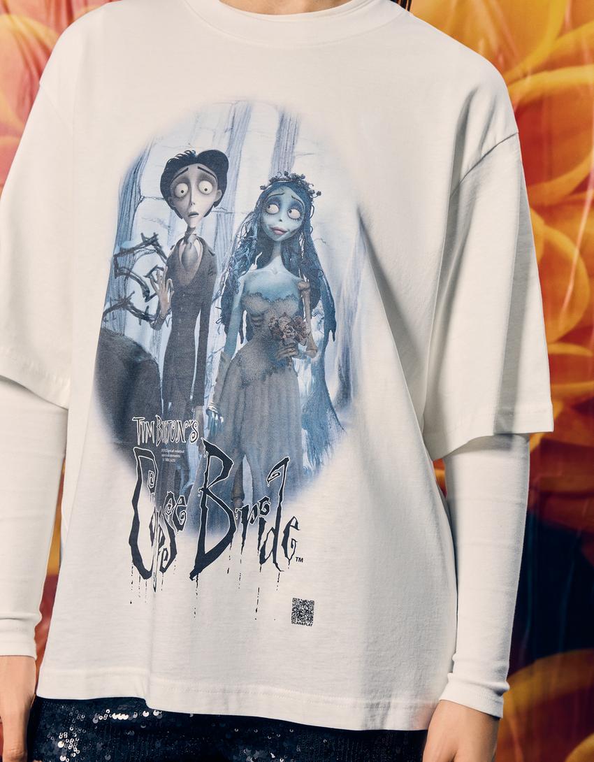 Majica kratkih rukava Corpse Bride s digitalnim filtrom-Prljavo bijela