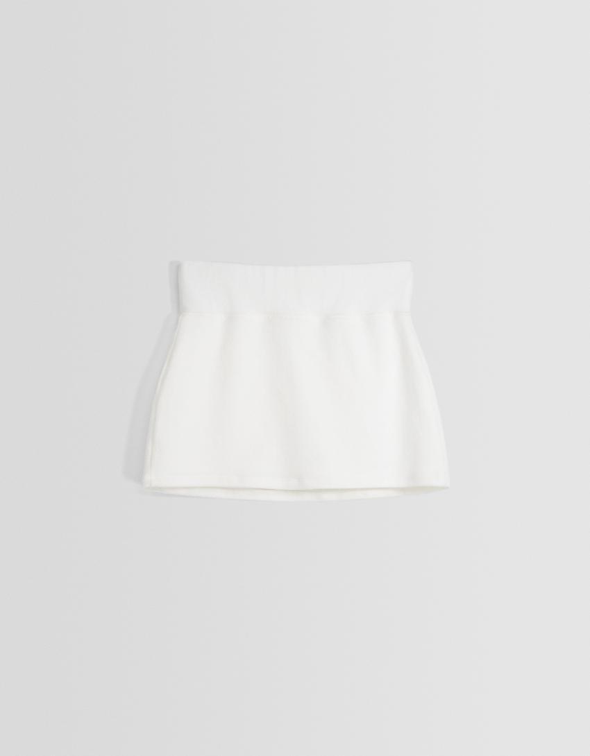 تنورة قصيرة محاكة-كريمي-4