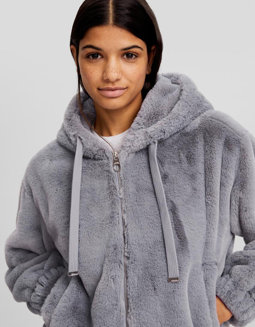 Gilet polaire capuche-Gris-2