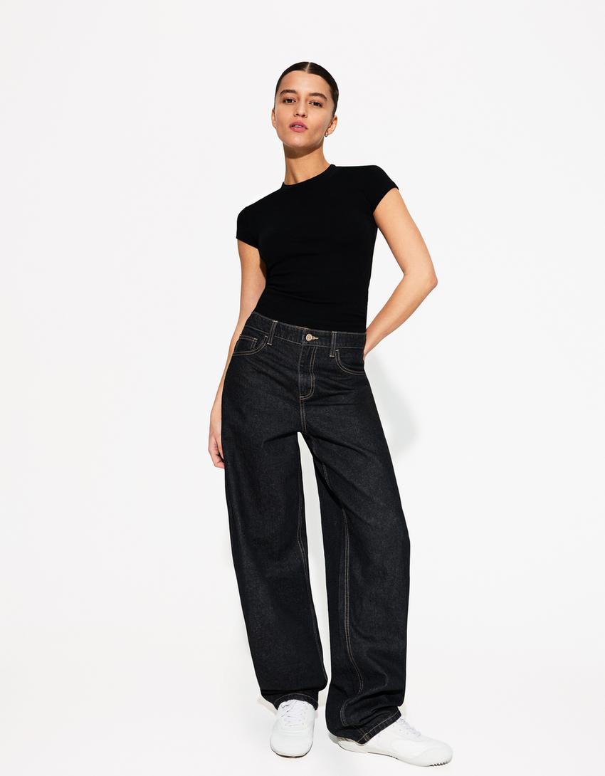 Short sleeve crew neck T-shirt-Black