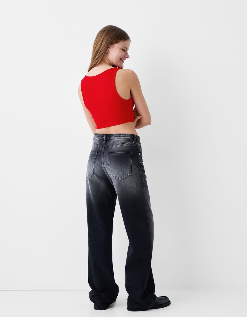 Strappy crop top-Red-1