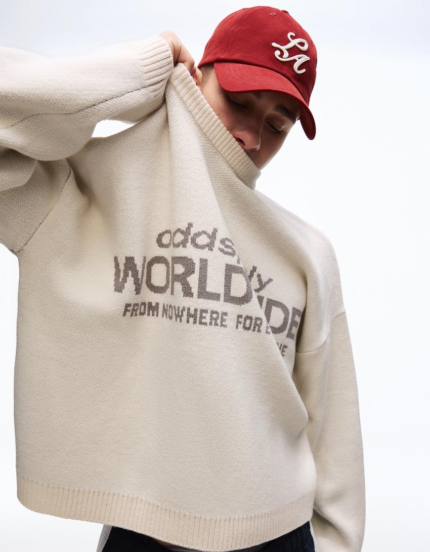 Jacquard print jumper-Off white