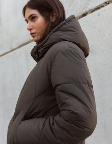 Puffer hooded jacket — Sand 3