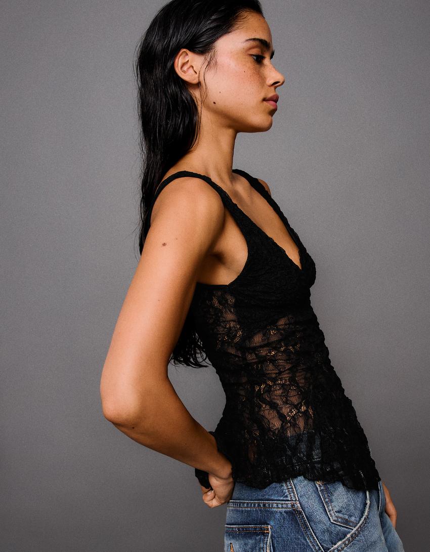Lace camisole-Black