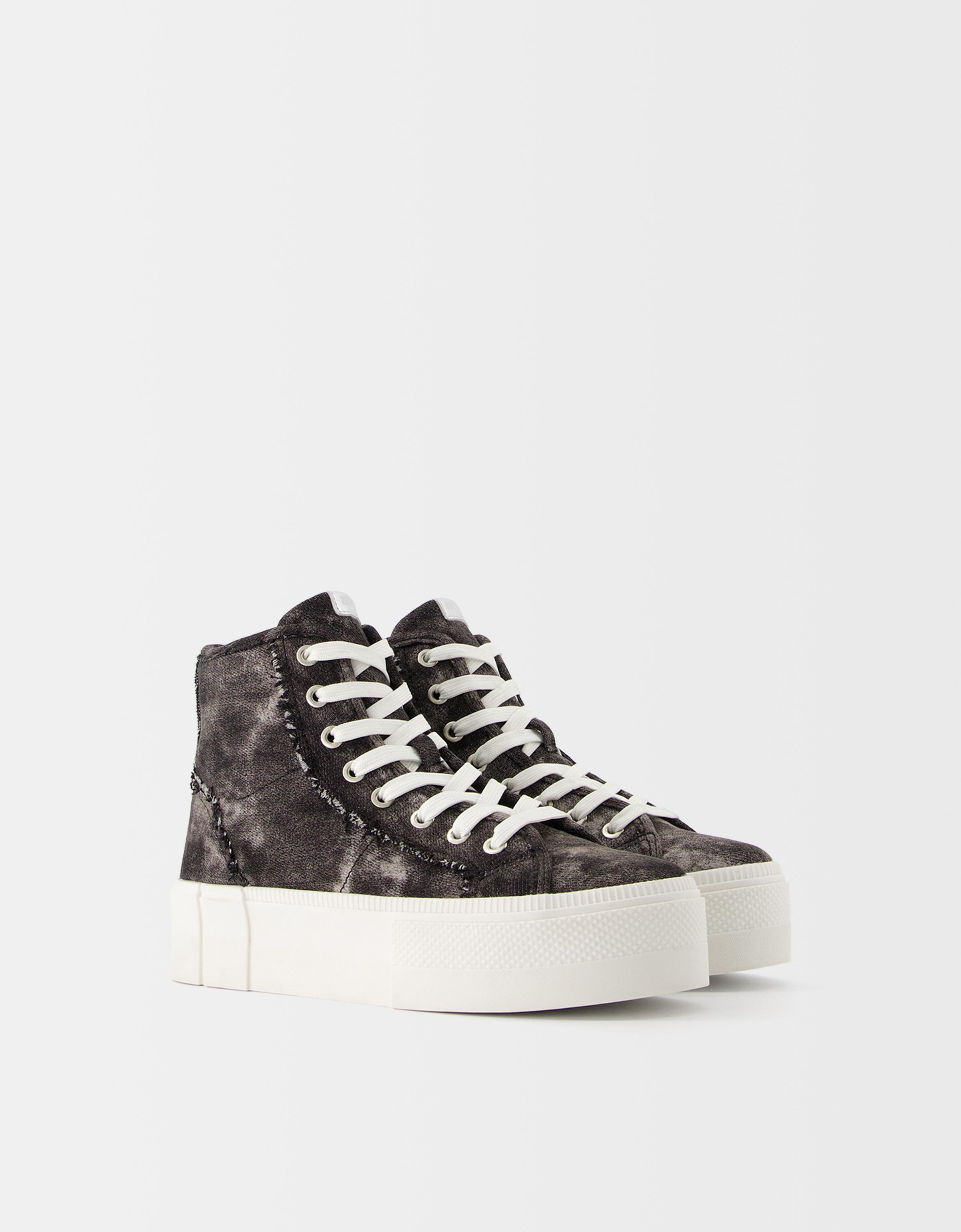 Denim high top sneakers Shoes Women Bershka