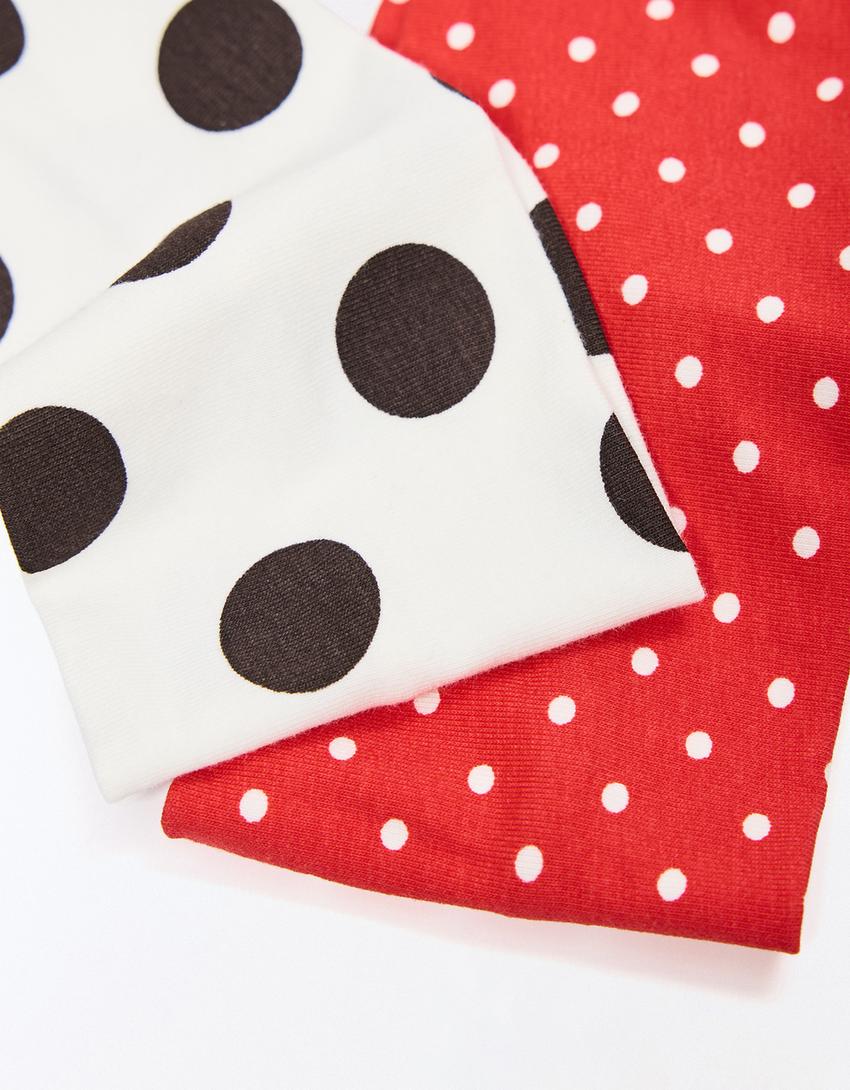 Pack of polka dot hair ribbons-Red