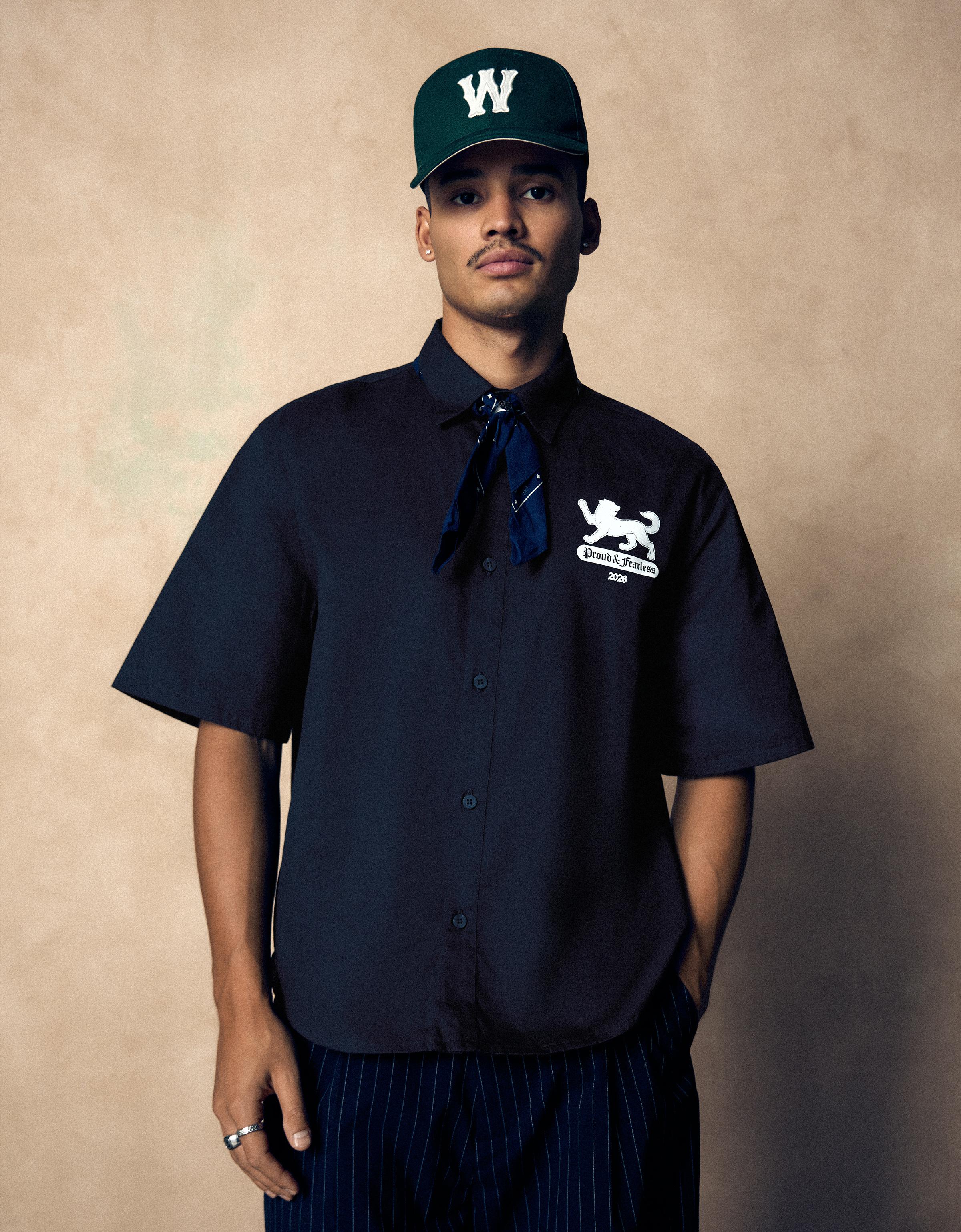 Short sleeve print shirt — Navy