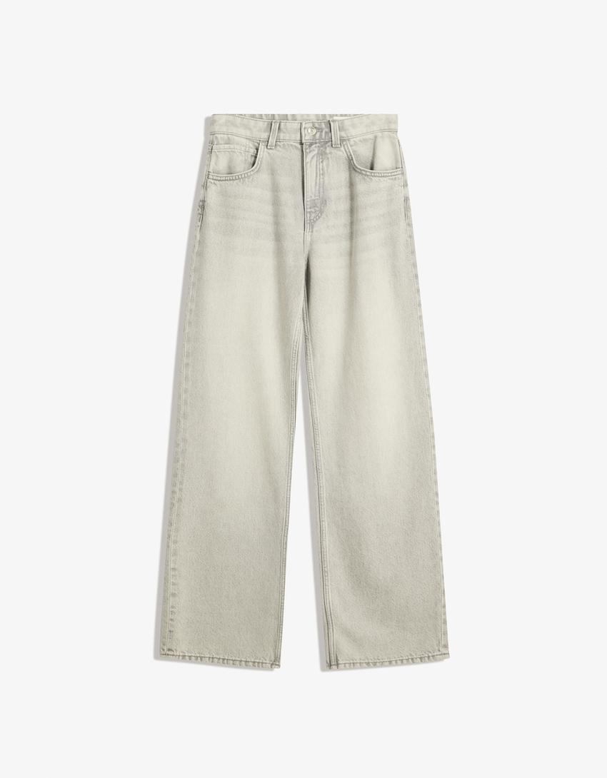 Straight wide-leg jeans-Dark grey-0