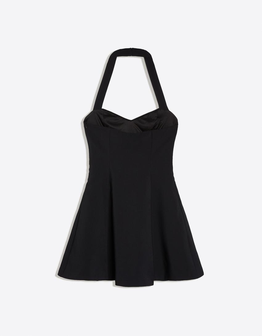 Halter mini dress-Black