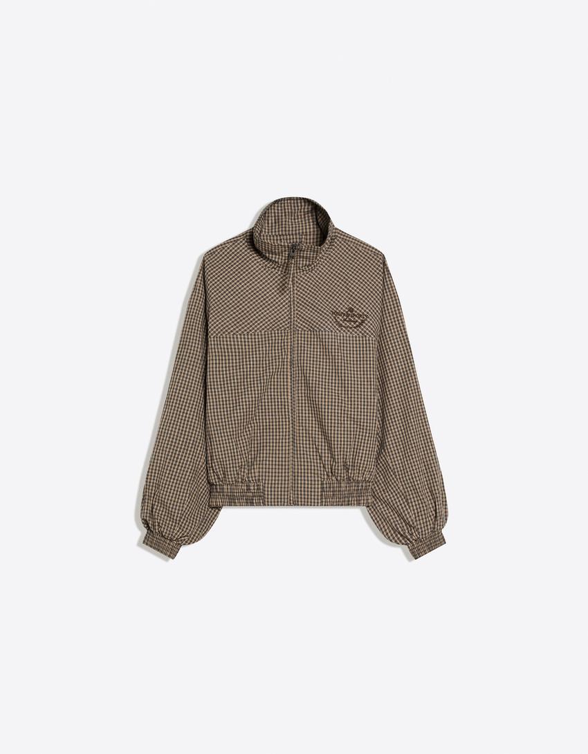 Check print jacket-Camel