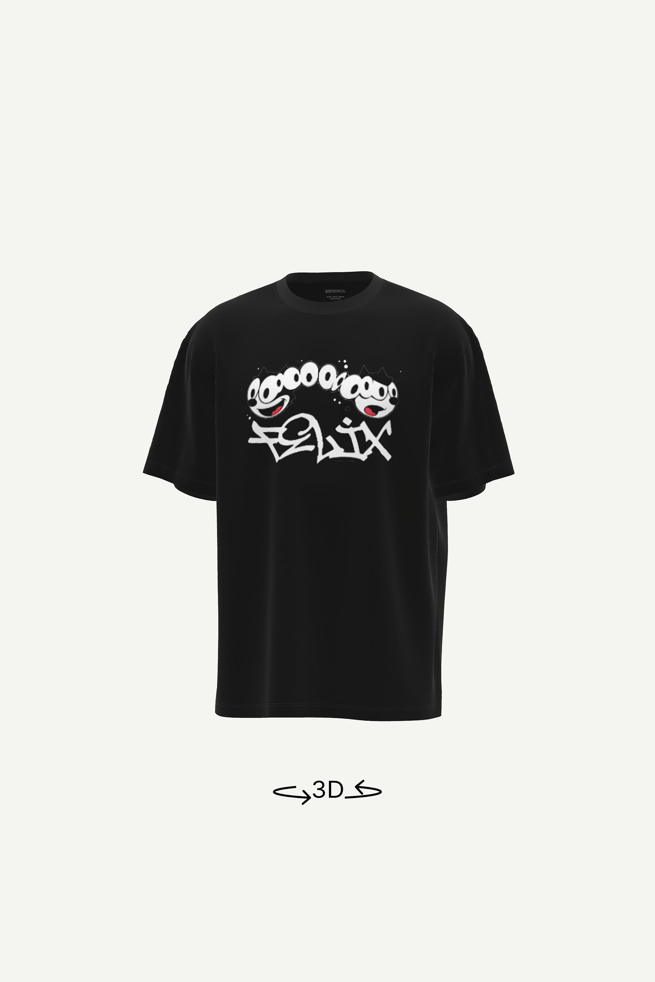 T-shirt Felix the Cat de manga curta-Preto-0