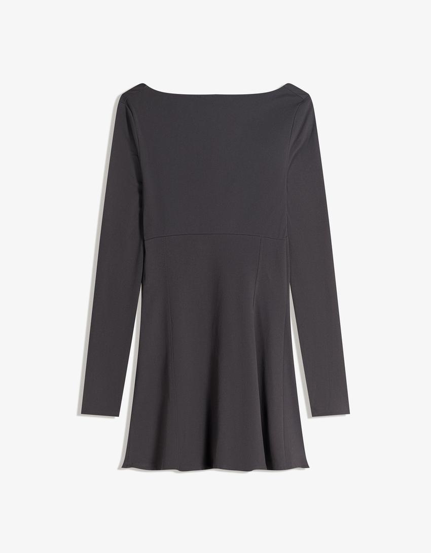 Vestito mini fiocco-Grigio scuro
