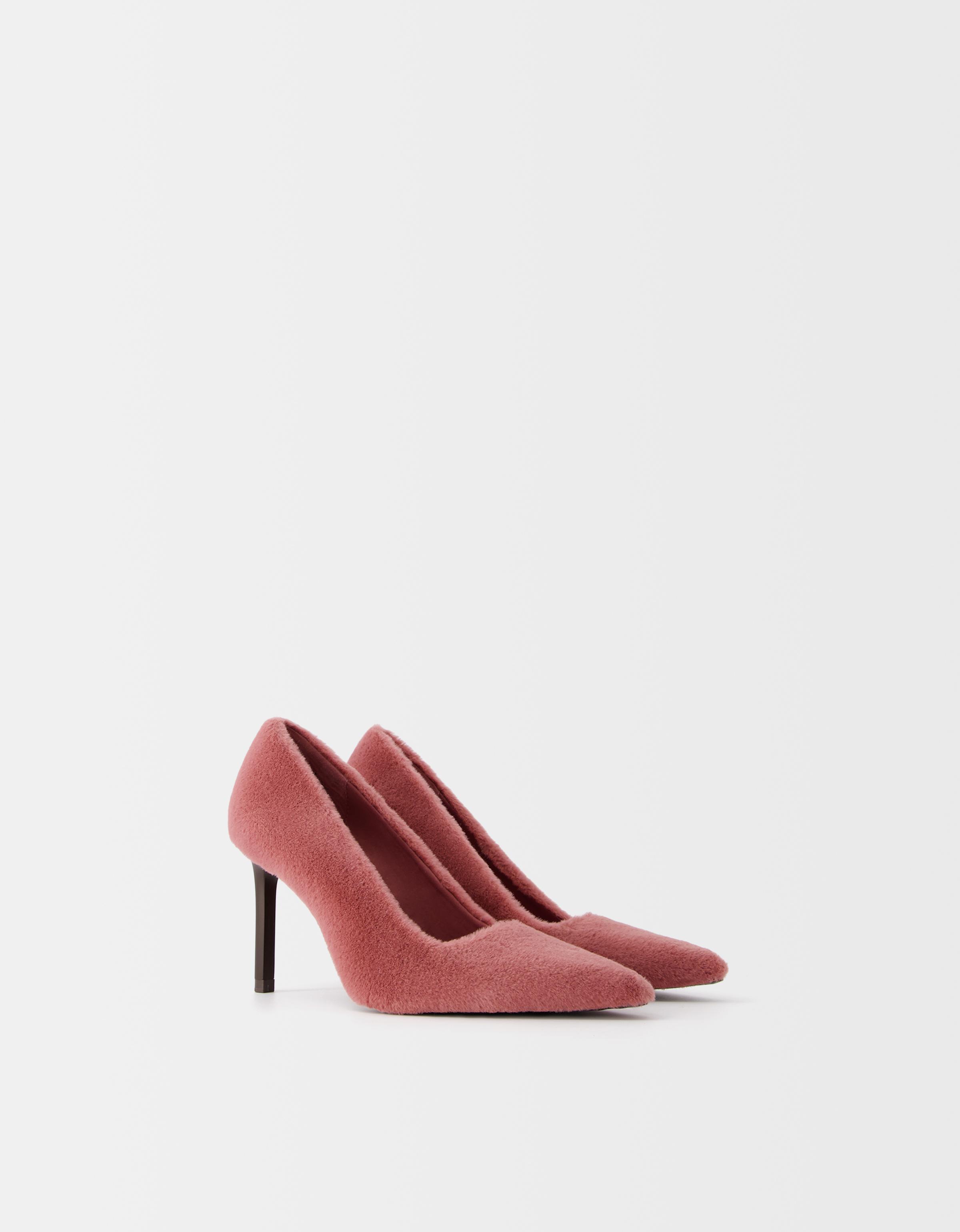 Bershka Absatzschuhe Mit Kunstfell Damen 36 Rosa