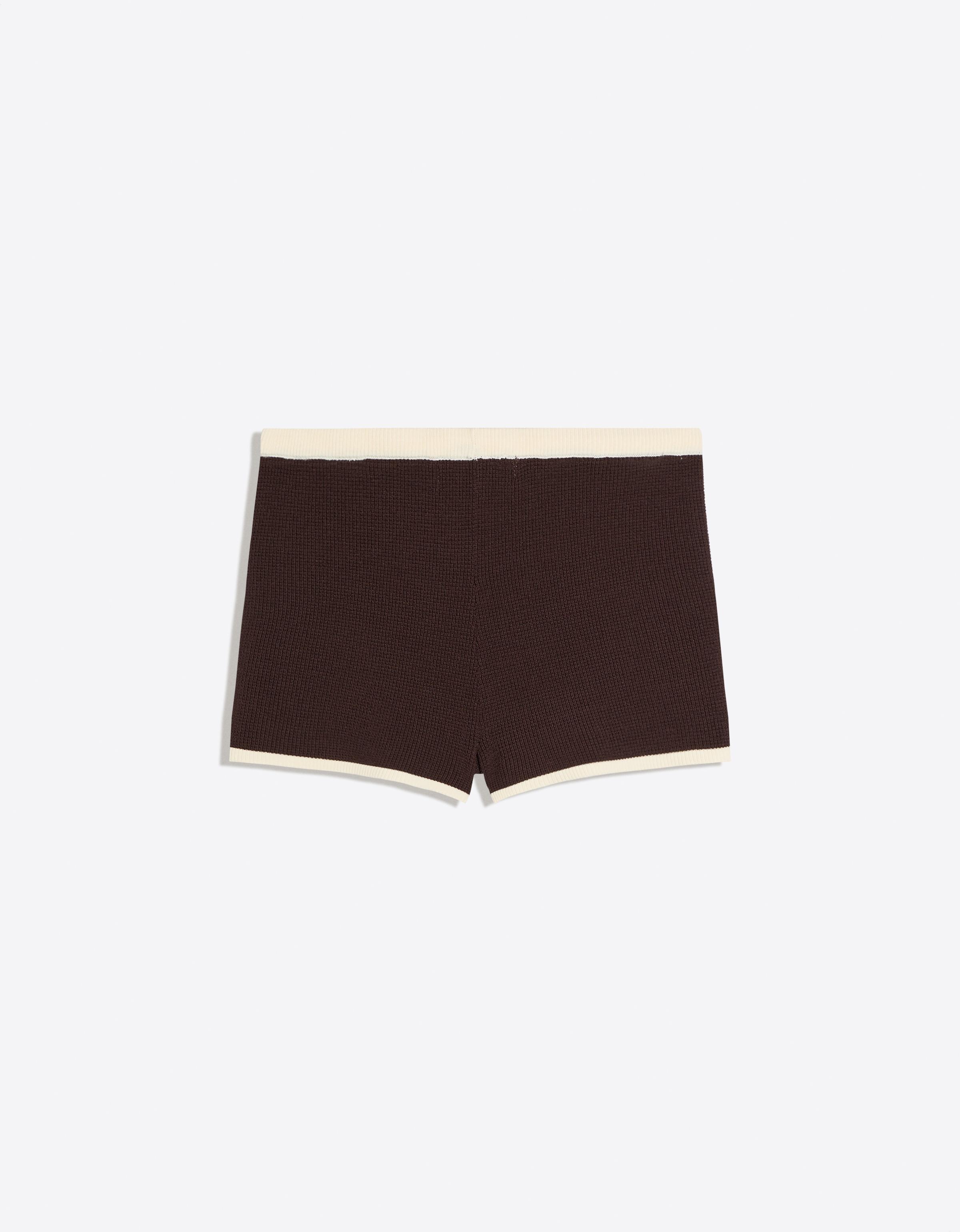 Contrast knit shorts — Brown