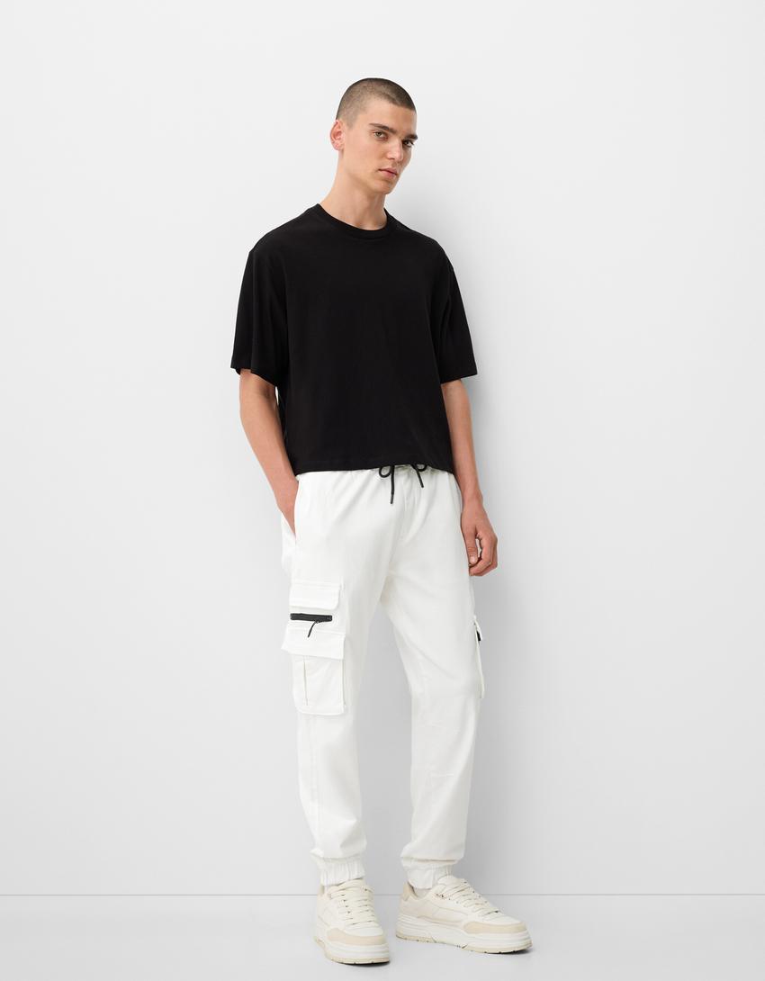 Pantalon Cargo Blanco Bershka Bershka Shop Pantalones Deporte