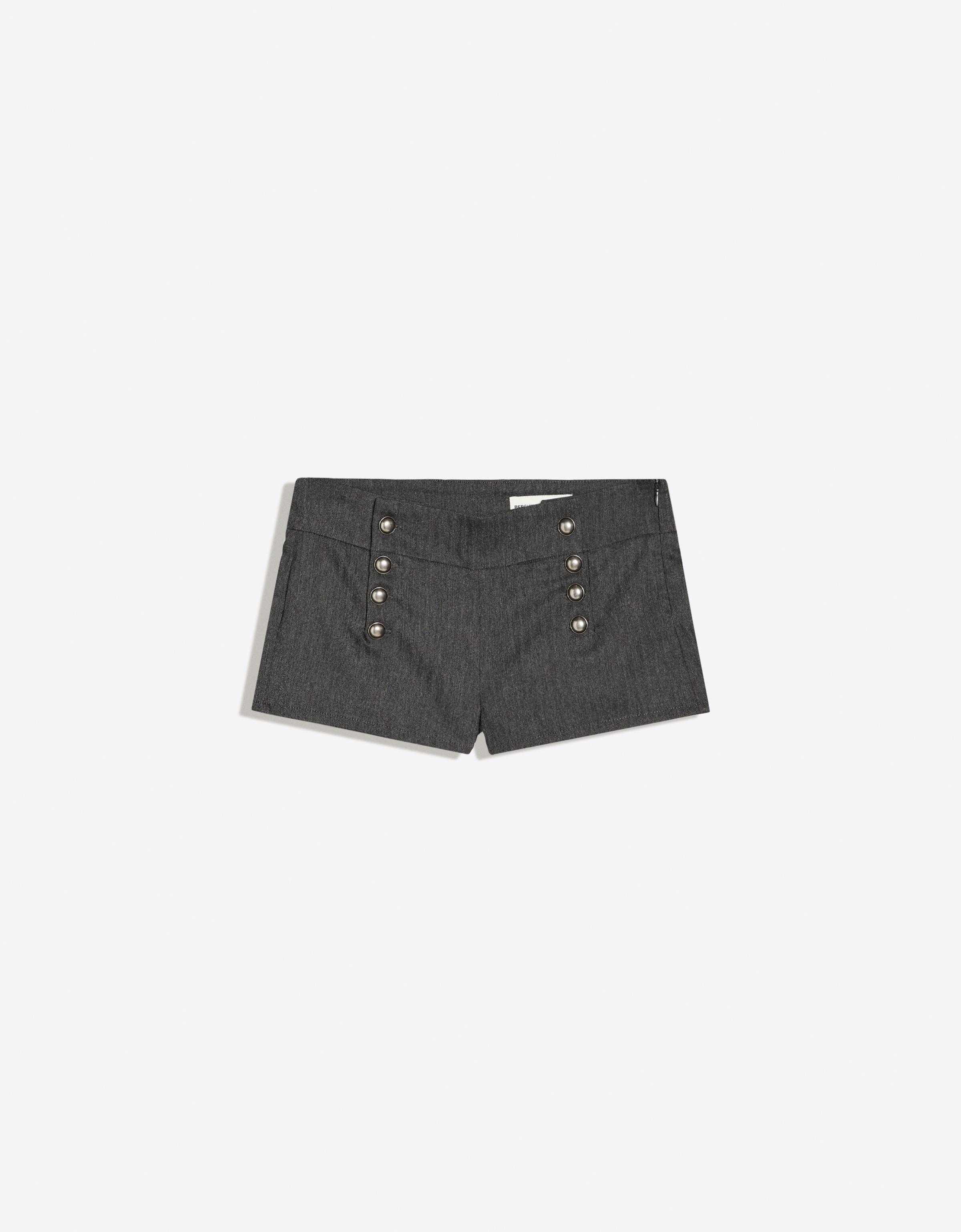 Bengaline shorts with buttons — Grey