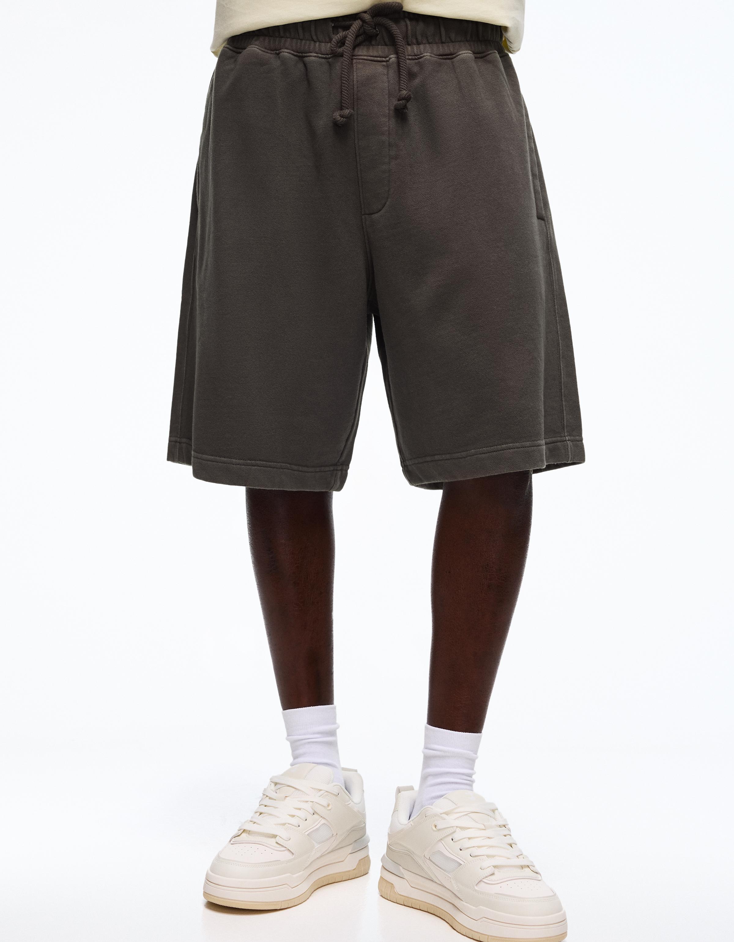 Boxy print Bermuda shorts — Grey