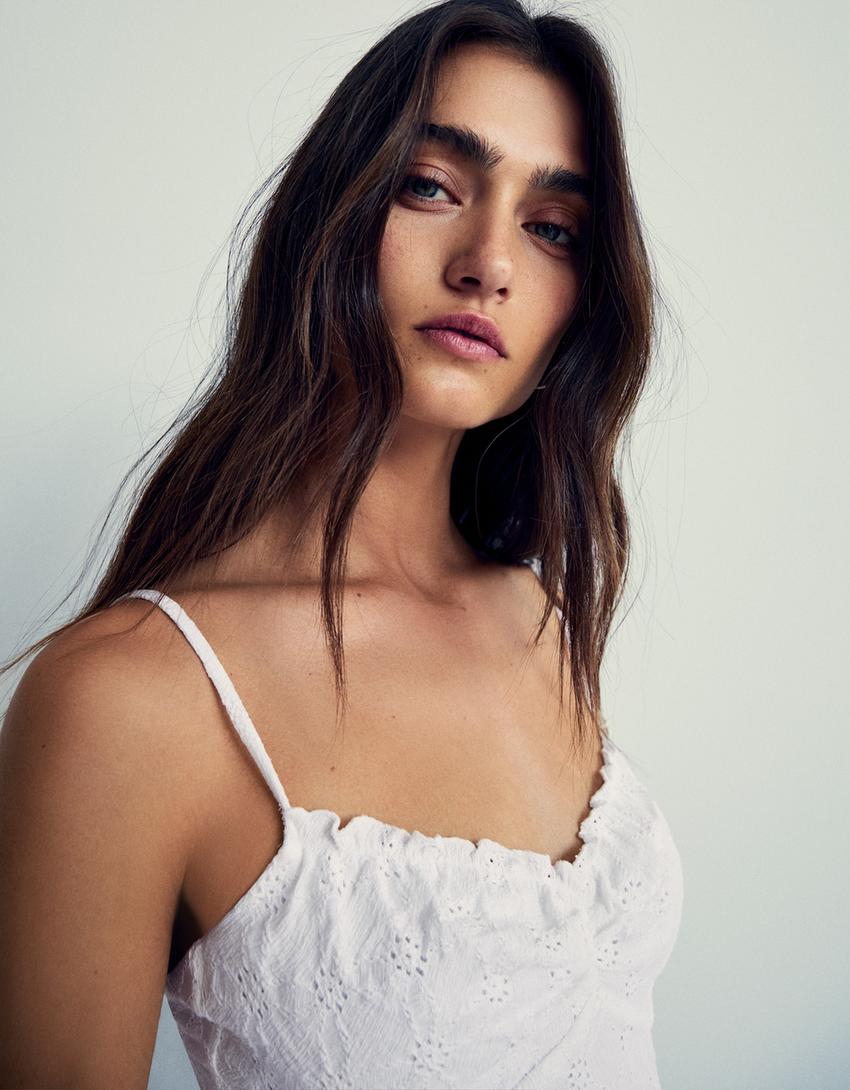 Embroidered mini dress-Off white