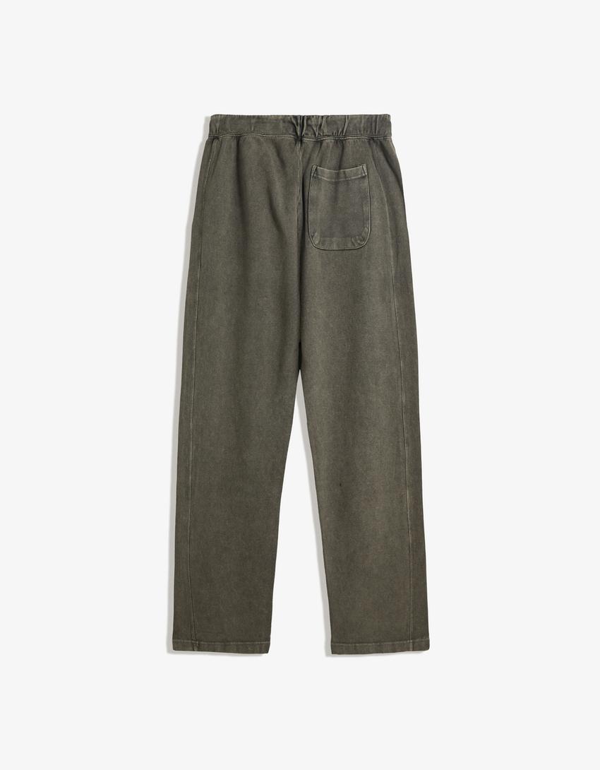 Pantalon piqué effet délavé-Gris-1