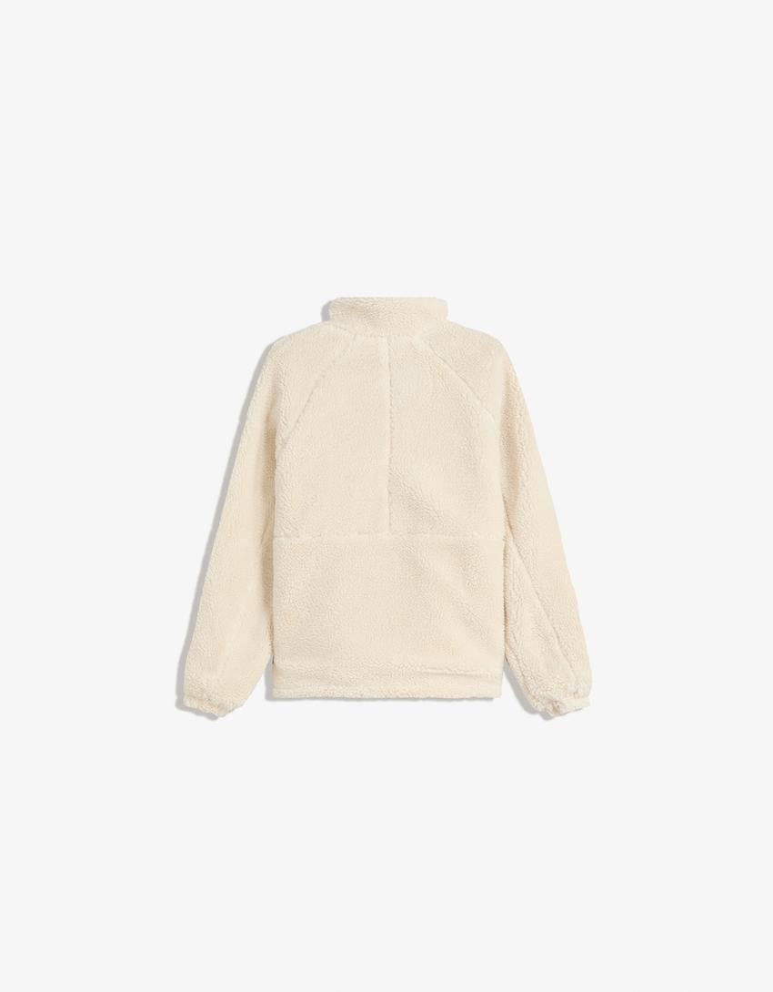 Faux shearling jacket-Cream-1