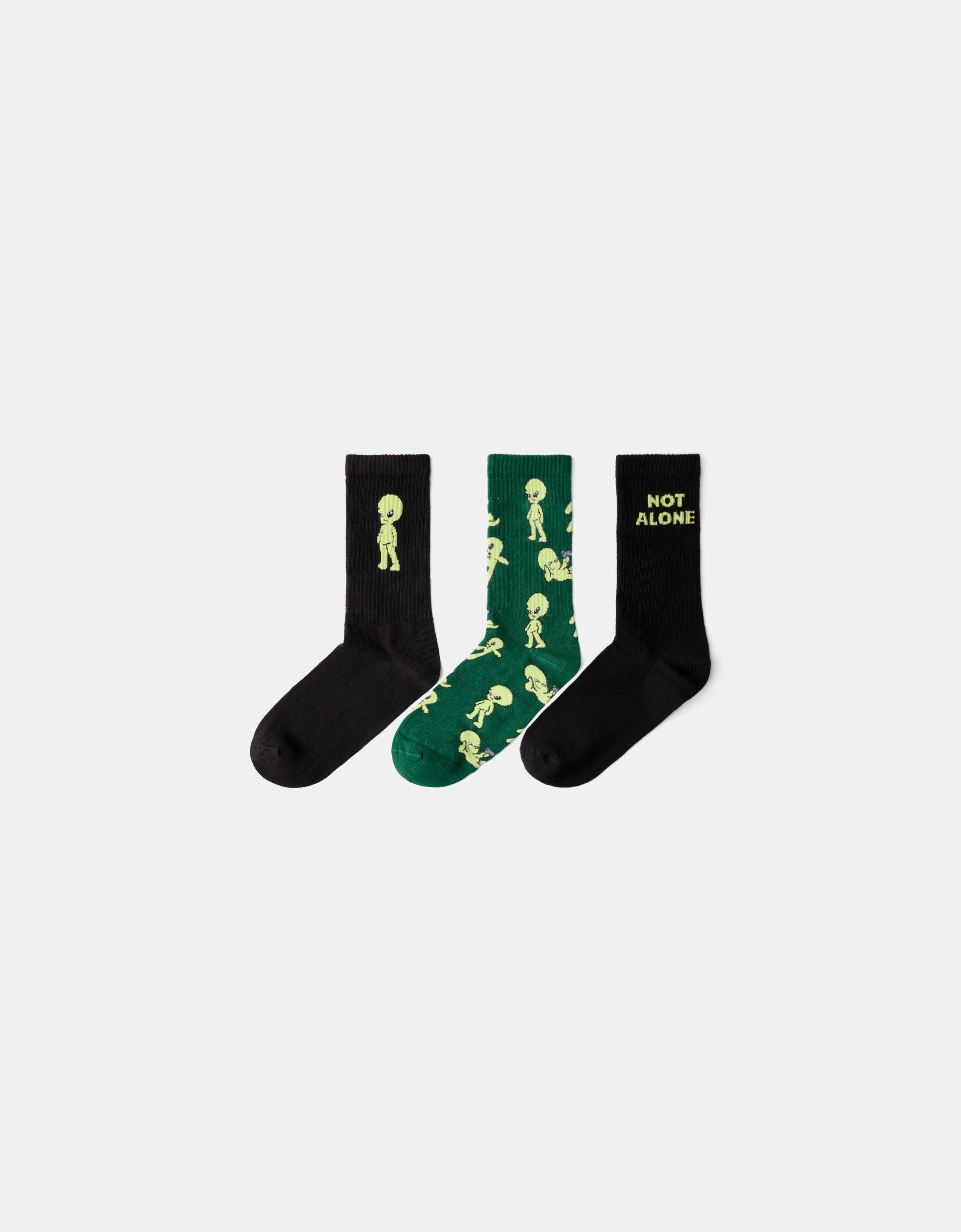 Bershka 3er-Pack Socken Mit Print Herren Schwarz