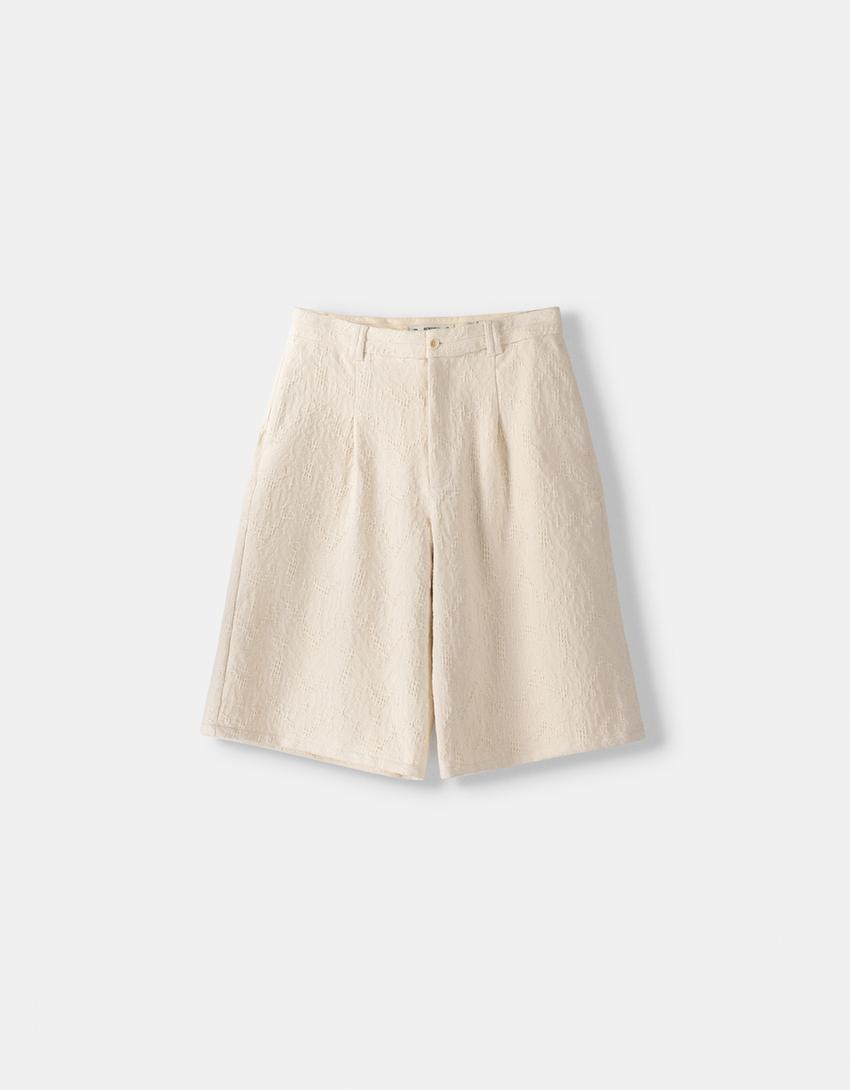 Bermuda jort wide leg textura-Piedra-4