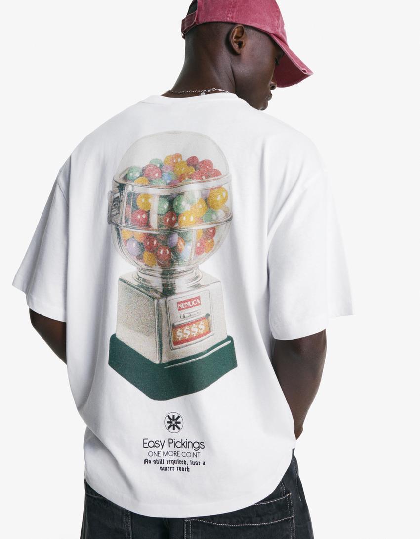 Short sleeve T-shirt with print-White-1