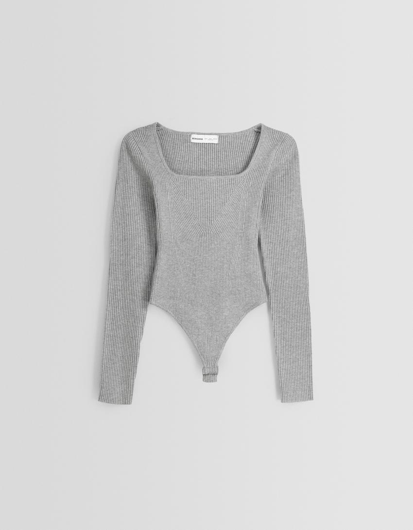 بودي محاك بأكمام طويلة وفتحة صدرب مربعة-رمادي-4