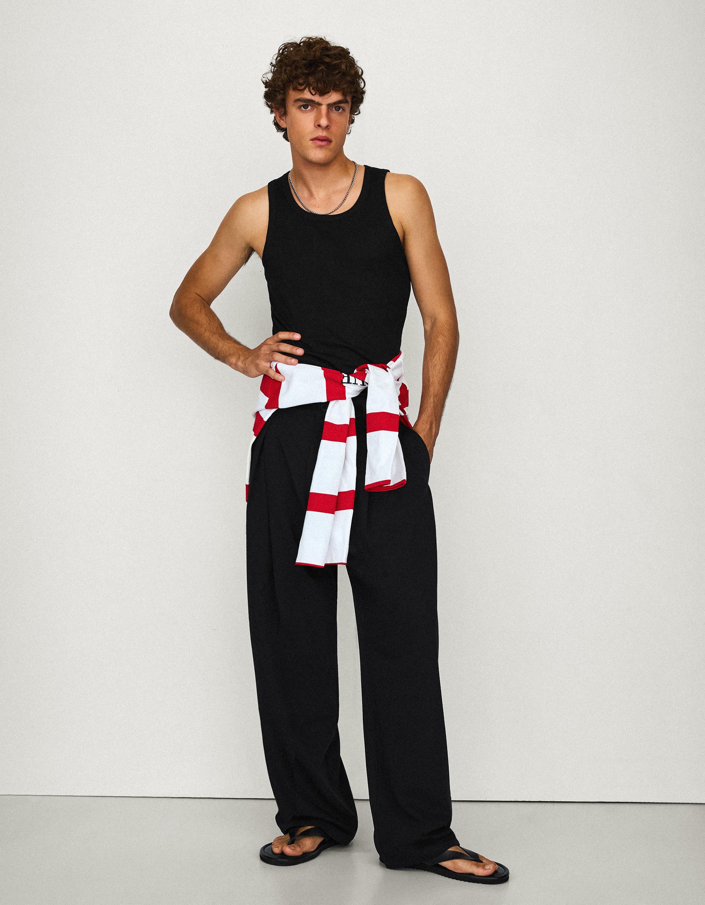 Bershka Pilili baggy pantolon görsel 8