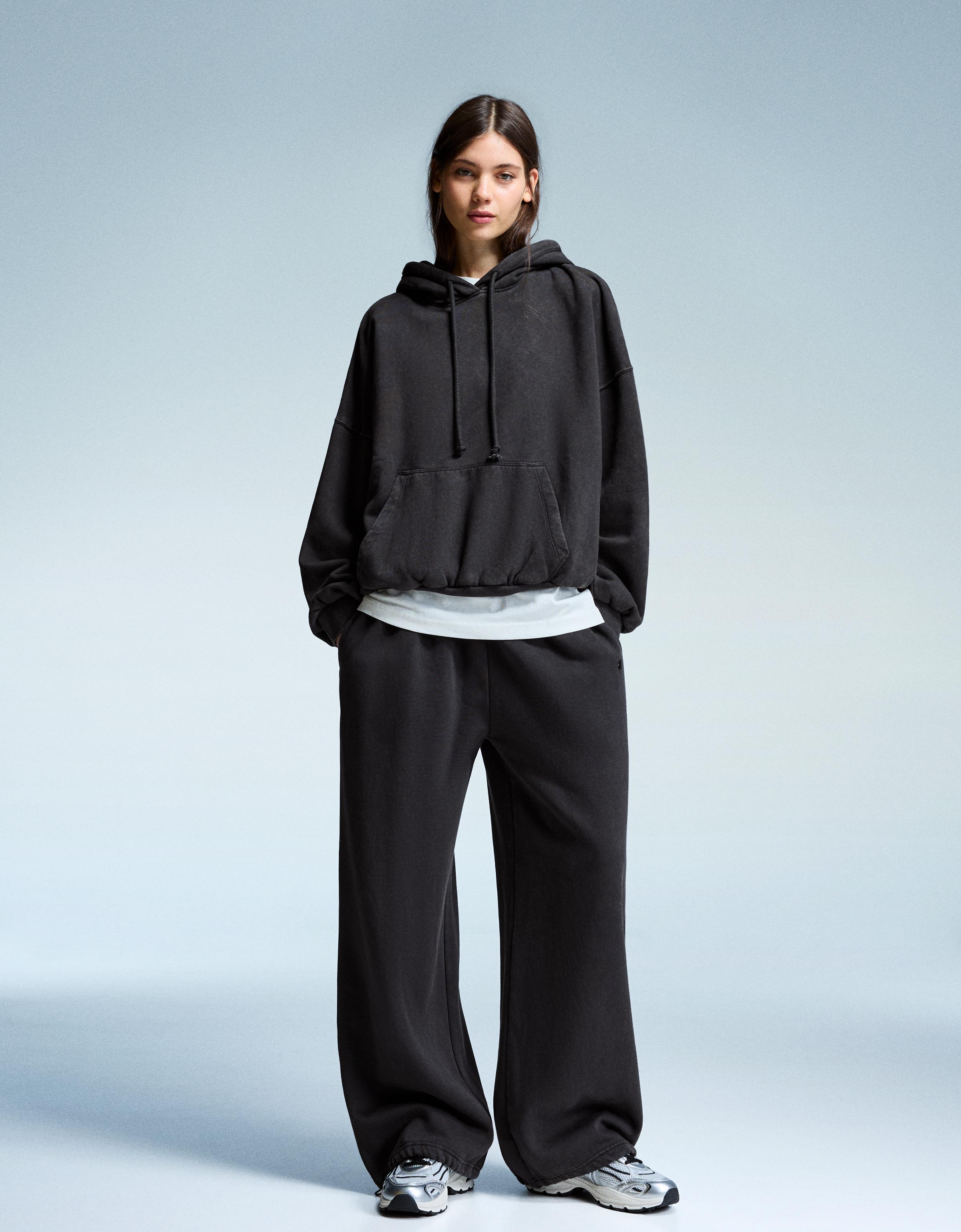 Bershka Jogginghose Aus Plüsch Mit Stoppern Damen Xl Dunkelgrau