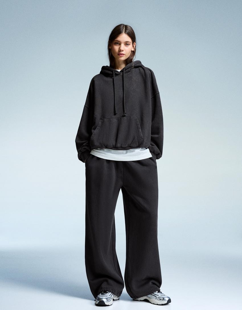 Plush joggers with stoppers-Dark grey-0
