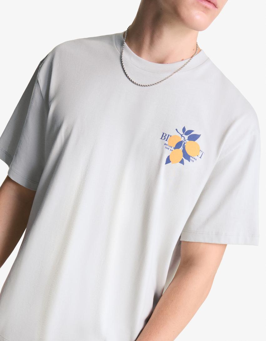 T-shirt manches courtes imprimé-Bleu clair-1