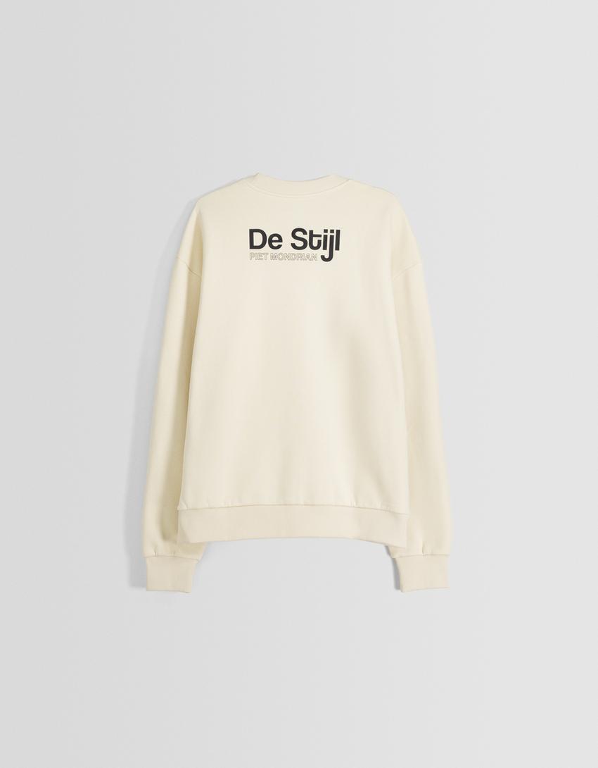 Piet Mondrian print sweatshirt-Cream-5
