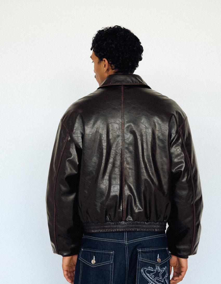 Куртка из искусственной кожи-Κоричневый