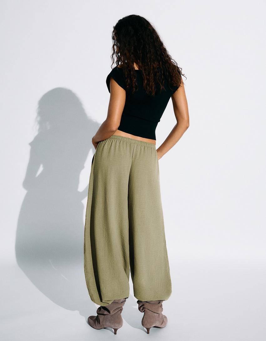 Rustic sarouel trousers-Khaki