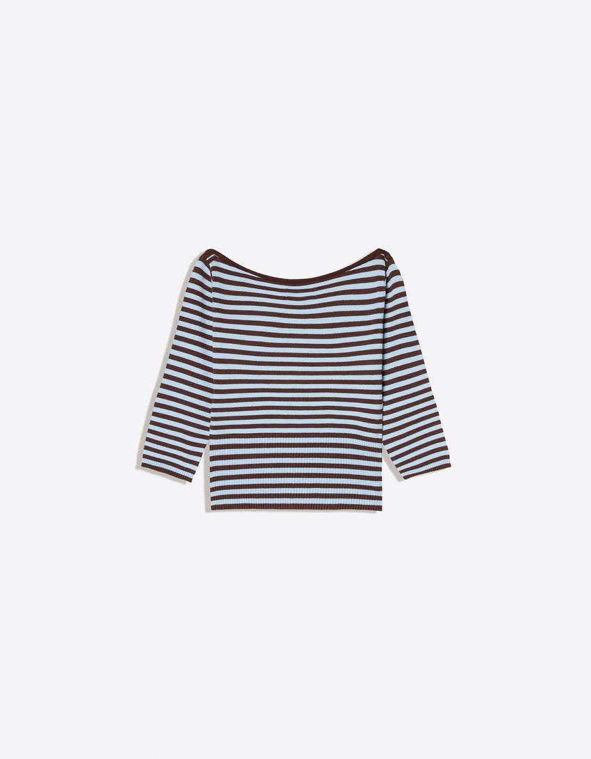Boat neck jumper-Brown