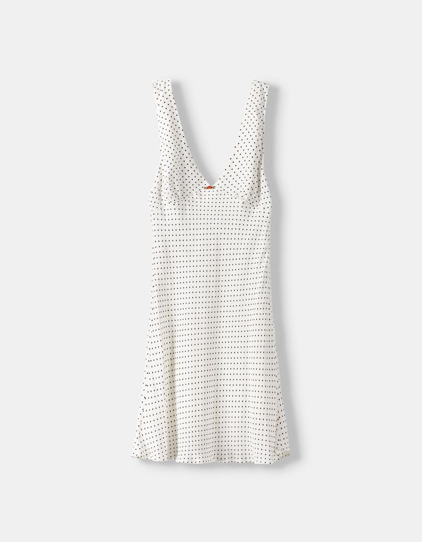 Minivestido bolinhas pormenor flor-Cru-5