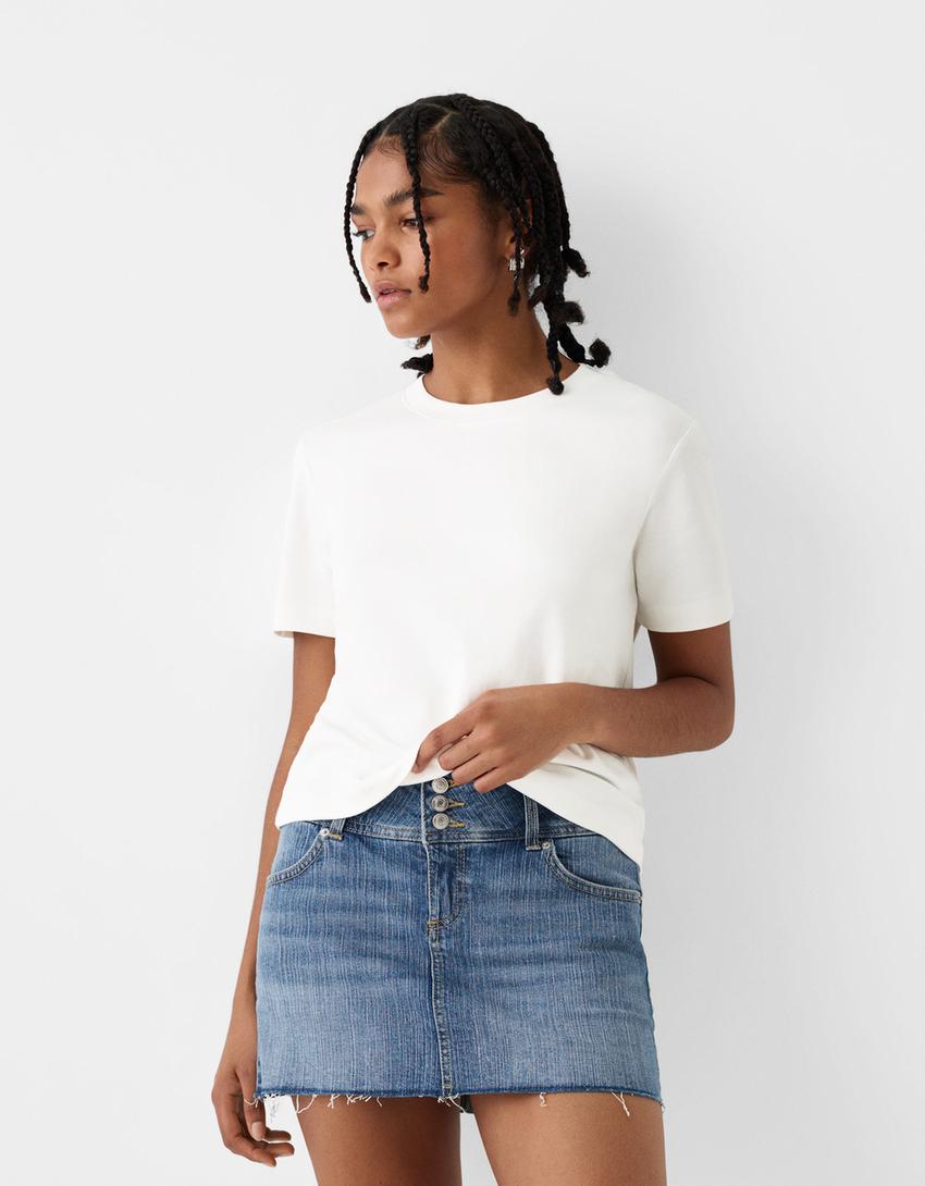 Pleated Denim Skirt Minigonna Jeans Bershka Pleated Skirt Gonna