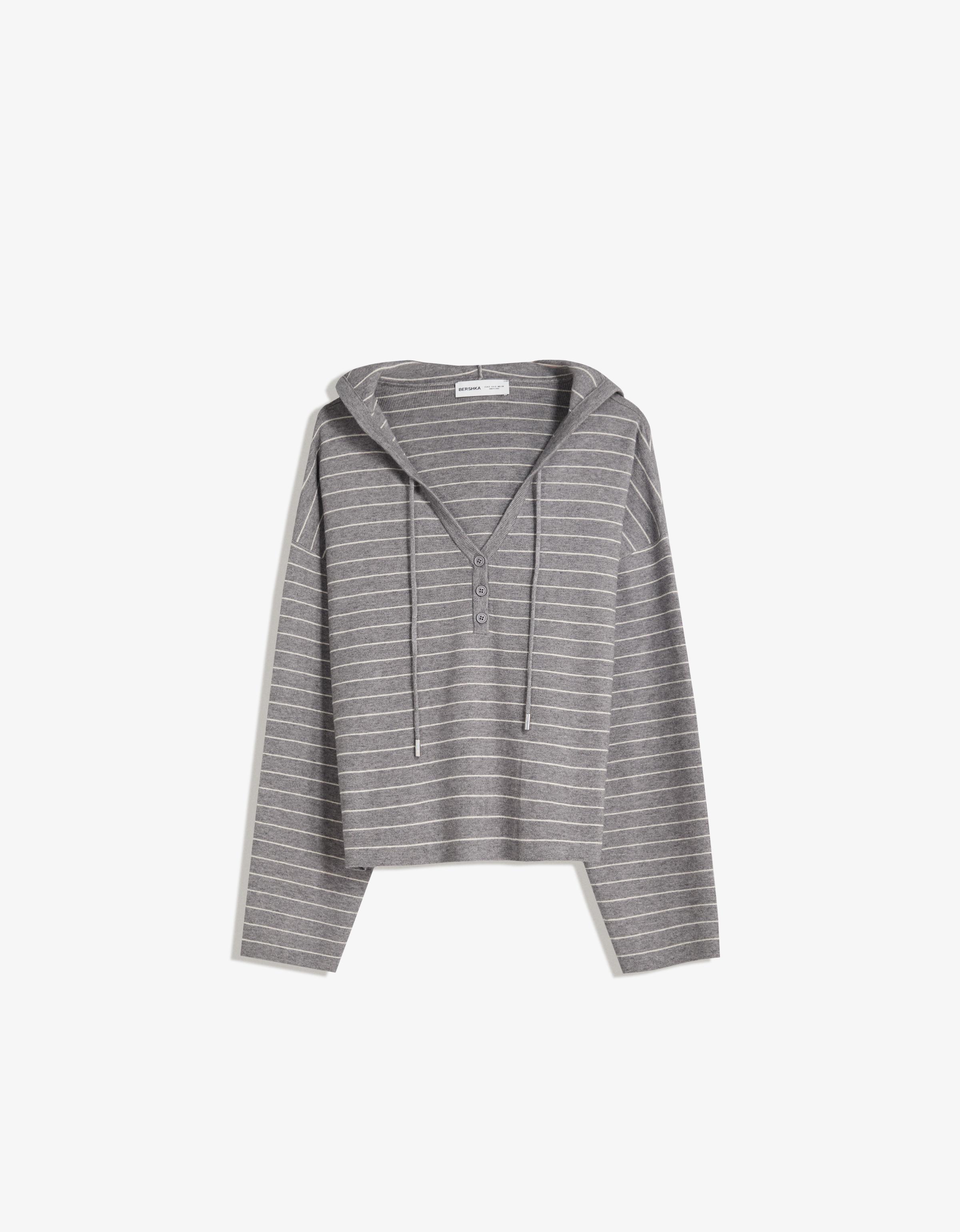 Bershka Kapuzenpullover Damen M Grau