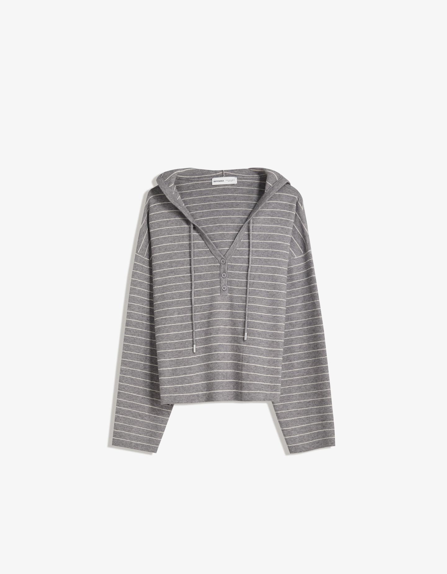 Bershka bluza z kapturem szary