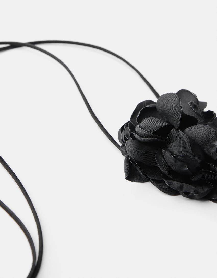Collier choker fleur-Noir-2
